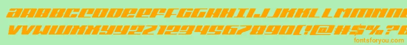 フォントMichigansuperital – オレンジの文字が緑の背景にあります。