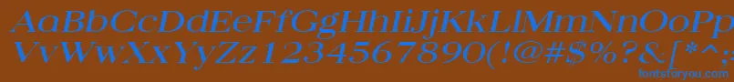 Czcionka QuantasbroadItalic – niebieskie czcionki na brązowym tle