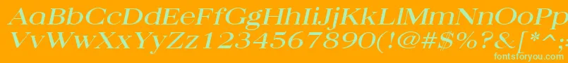 Fonte QuantasbroadItalic – fontes verdes em um fundo laranja