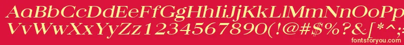 フォントQuantasbroadItalic – 黄色の文字、赤い背景