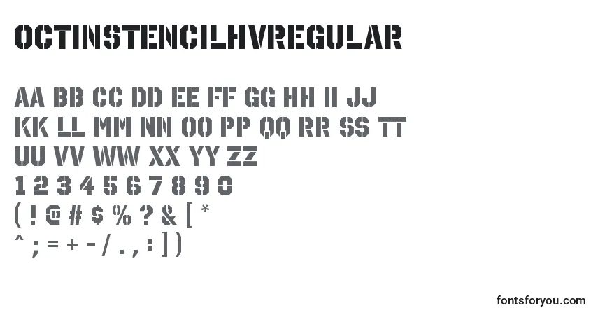 A fonte OctinstencilhvRegular – alfabeto, números, caracteres especiais