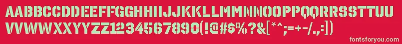 OctinstencilhvRegular Font – Green Fonts on Red Background