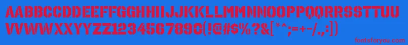 Шрифт OctinstencilhvRegular – красные шрифты на синем фоне