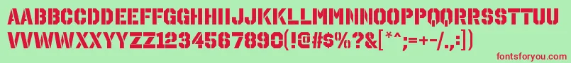 OctinstencilhvRegular Font – Red Fonts on Green Background