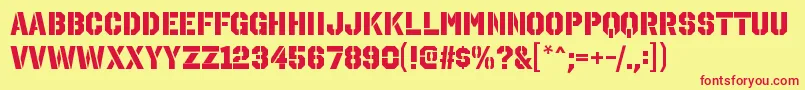 OctinstencilhvRegular Font – Red Fonts on Yellow Background