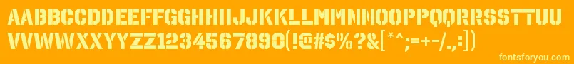 OctinstencilhvRegular Font – Yellow Fonts on Orange Background