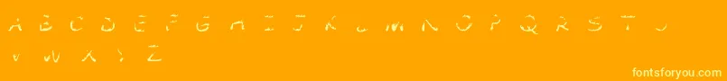 ComicTragedyFlamesBc-Schriftart – Gelbe Schriften auf orangefarbenem Hintergrund