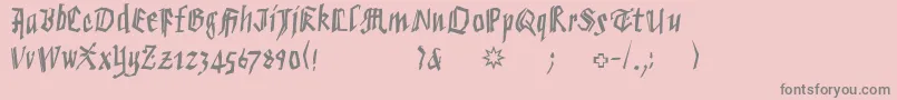 Verybrokenfrax-fontti – harmaat kirjasimet vaaleanpunaisella taustalla