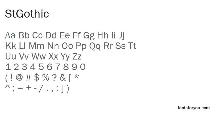 Schriftart StGothic – Alphabet, Zahlen, spezielle Symbole