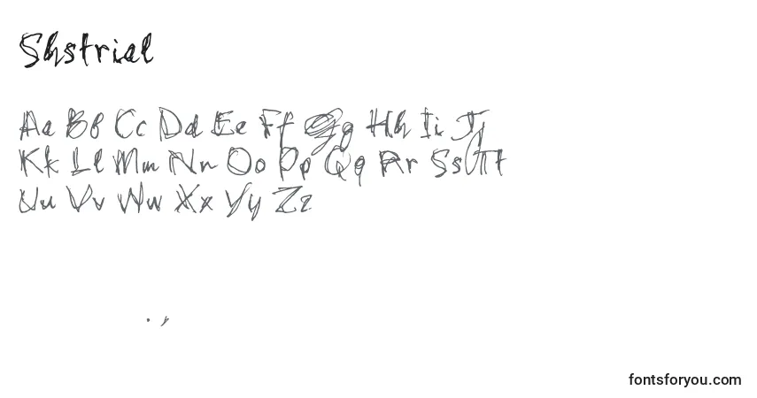 A fonte Shstrial (75211) – alfabeto, números, caracteres especiais