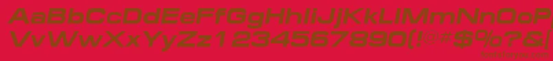MinimaExpandedSsiBoldItalic-Schriftart – Braune Schriften auf rotem Hintergrund