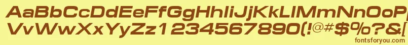 MinimaExpandedSsiBoldItalic-Schriftart – Braune Schriften auf gelbem Hintergrund