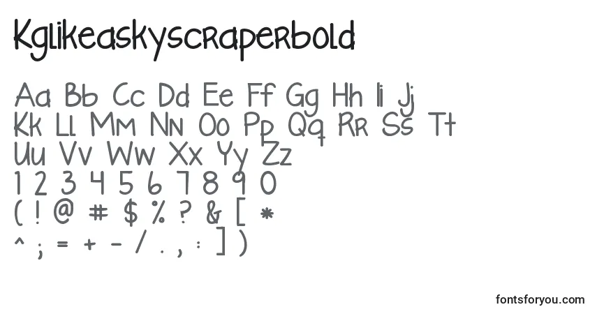 Шрифт Kglikeaskyscraperbold – алфавит, цифры, специальные символы