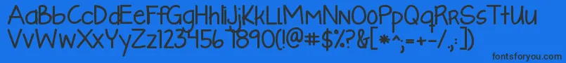 Czcionka Kglikeaskyscraperbold – czarne czcionki na niebieskim tle