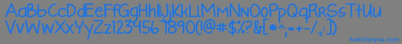 Kglikeaskyscraperbold-Schriftart – Blaue Schriften auf grauem Hintergrund