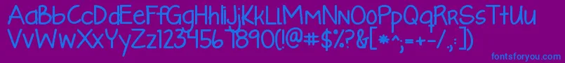 Kglikeaskyscraperbold-Schriftart – Blaue Schriften auf violettem Hintergrund