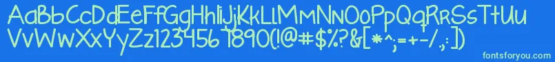 Kglikeaskyscraperbold Font – Green Fonts on Blue Background