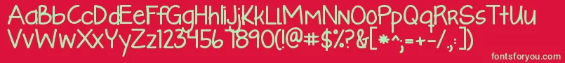 フォントKglikeaskyscraperbold – 赤い背景に緑の文字