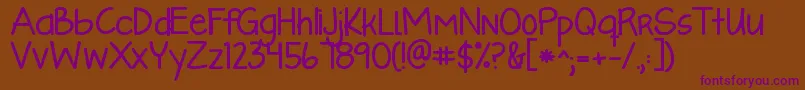 Kglikeaskyscraperbold-Schriftart – Violette Schriften auf braunem Hintergrund