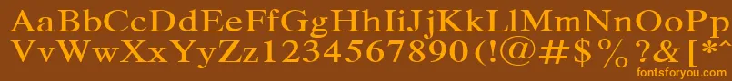 フォントRespectPlain.001.001120n – オレンジ色の文字が茶色の背景にあります。