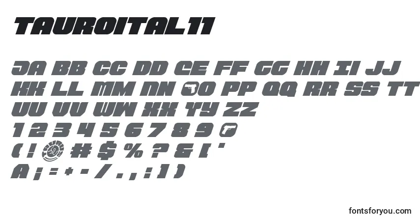 Schriftart Tauroital11 – Alphabet, Zahlen, spezielle Symbole