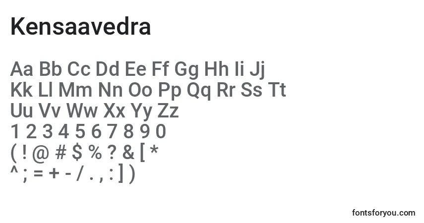 Czcionka Kensaavedra – alfabet, cyfry, specjalne znaki