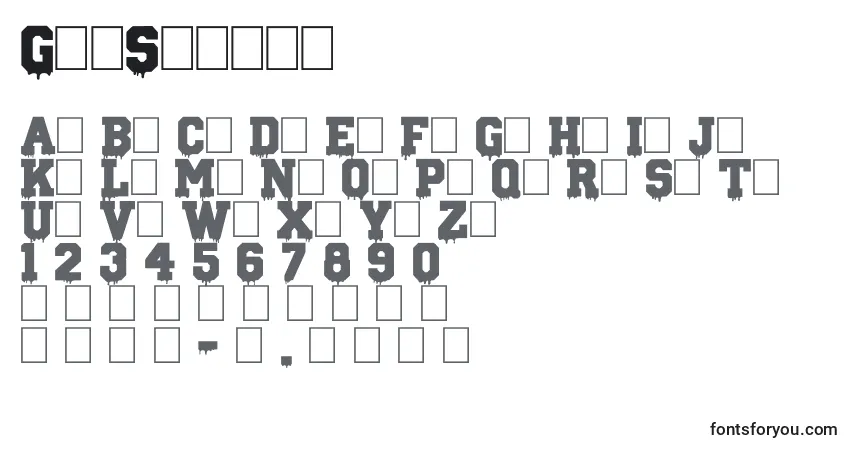 Schriftart GunSchool – Alphabet, Zahlen, spezielle Symbole