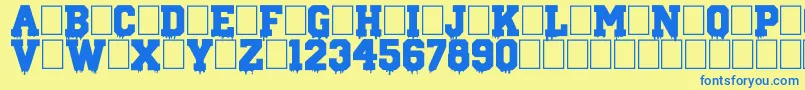 Więcej informacji o czcionce GunSchool Czcionka GunSchool – niebieskie czcionki na żółtym tle