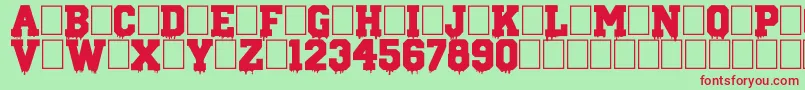 GunSchool-Schriftart – Rote Schriften auf grünem Hintergrund