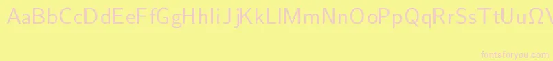 CmSansserifRegular-fontti – vaaleanpunaiset fontit keltaisella taustalla