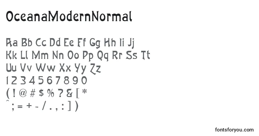 A fonte OceanaModernNormal – alfabeto, números, caracteres especiais