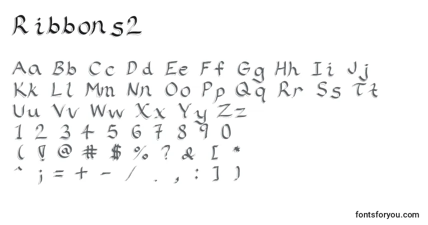 Czcionka Ribbons2 – alfabet, cyfry, specjalne znaki