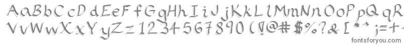 Ribbons2-fontti – harmaat kirjasimet valkoisella taustalla