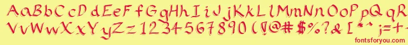 フォントRibbons2 – 赤い文字の黄色い背景