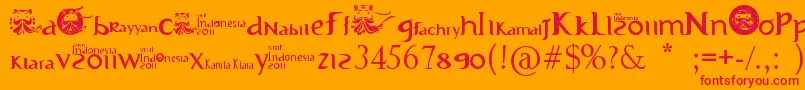 VisitIndonesia20112upd-Schriftart – Rote Schriften auf orangefarbenem Hintergrund