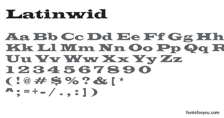 Fuente Latinwid - alfabeto, números, caracteres especiales