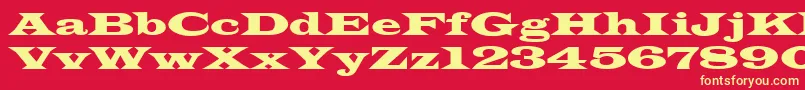 Latinwid-Schriftart – Gelbe Schriften auf rotem Hintergrund