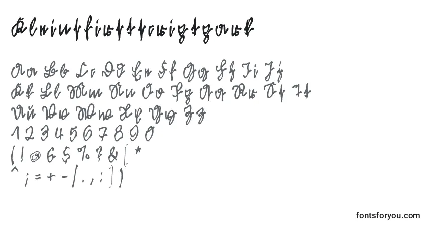Шрифт Kleinsfirstscriptpark – алфавит, цифры, специальные символы