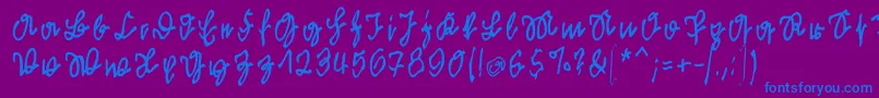 Kleinsfirstscriptpark Font – Blue Fonts on Purple Background