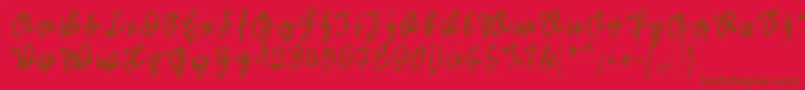 Kleinsfirstscriptpark Font – Brown Fonts on Red Background