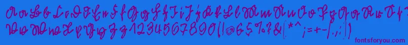 Kleinsfirstscriptpark Font – Purple Fonts on Blue Background