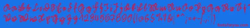 Kleinsfirstscriptpark Font – Red Fonts on Blue Background