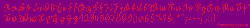 Kleinsfirstscriptpark Font – Red Fonts on Purple Background