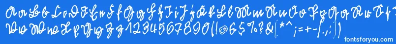 フォントKleinsfirstscriptpark – 青い背景に白い文字