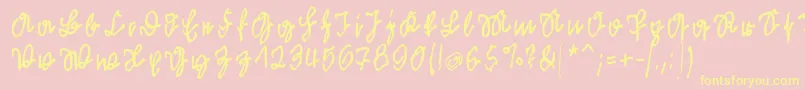 Kleinsfirstscriptpark Font – Yellow Fonts on Pink Background