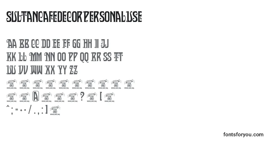 Schriftart SultancafedecorPersonalUse – Alphabet, Zahlen, spezielle Symbole