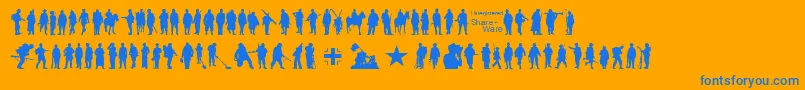 Soldier-Schriftart – Blaue Schriften auf orangefarbenem Hintergrund