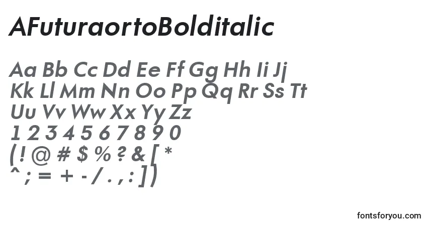 Шрифт AFuturaortoBolditalic – алфавит, цифры, специальные символы