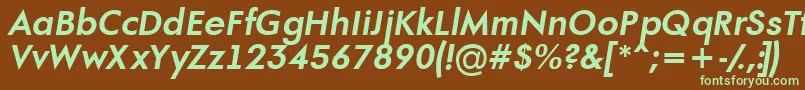 フォントAFuturaortoBolditalic – 緑色の文字が茶色の背景にあります。