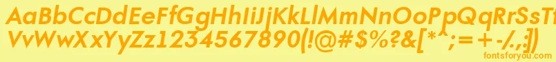 フォントAFuturaortoBolditalic – オレンジの文字が黄色の背景にあります。